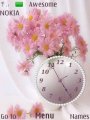 Pink Flowers Clock